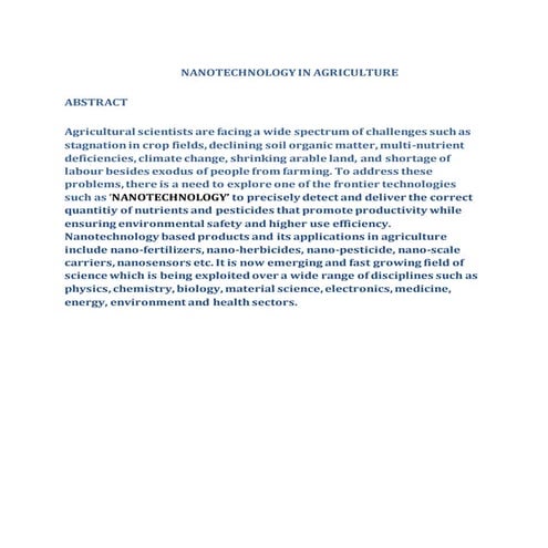 Abstract on nanotechnology