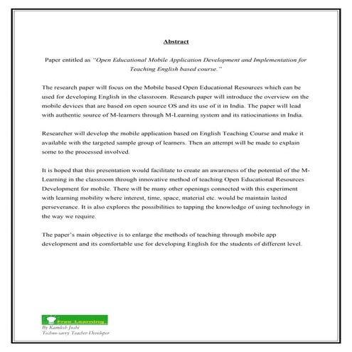 Abstract on oerd technosavvy developer