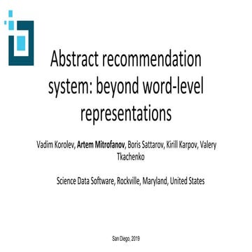 Abstract recommendation system: beyond word-level representations