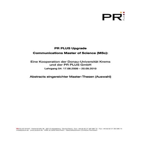 Abstracts Master Thesen MSc-Upgrade 04