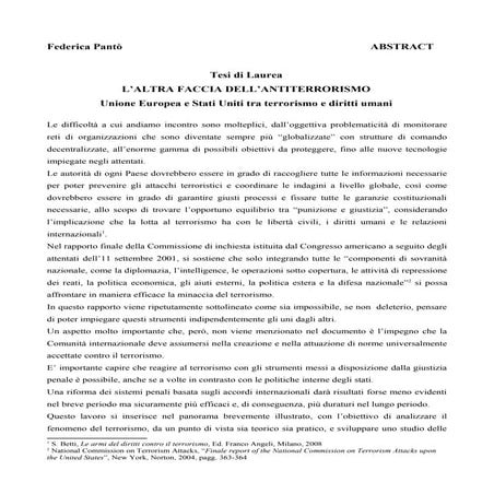Abstract Tesi "L'altra faccia dell'antiterrorismo" 