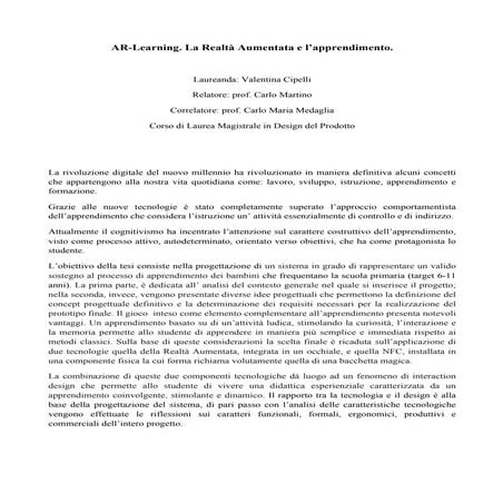 AR - Learning. La Realtà Aumentata e l'apprendimento (abstract)_Valentina Cip...