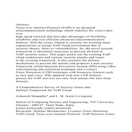 AbstractVoice over Internet Protocol (VoIP) is an advanced t.docx
