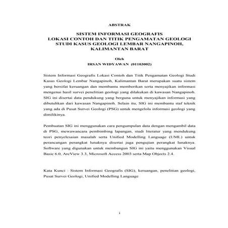 Abstrak Tugas Akhir SISTEM INFORMASI GEOGRAFIS  LOKASI CONTOH DAN TITIK PENGA...