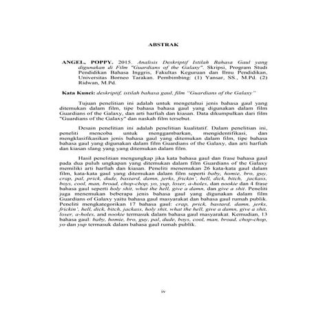 A Descriptive Analysis of Slang Terms used in “Guardians of the Galaxy” Movie