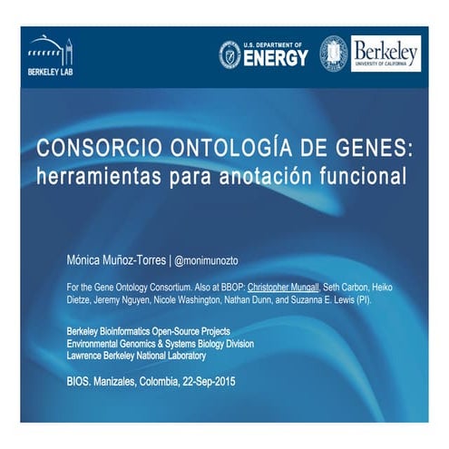 CONSORCIO ONTOLOGÍA DE GENES: herramientas para anotación funcional