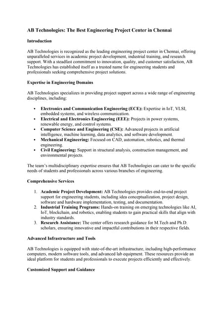 Best project center in chennai Best project center in chennai | PDF