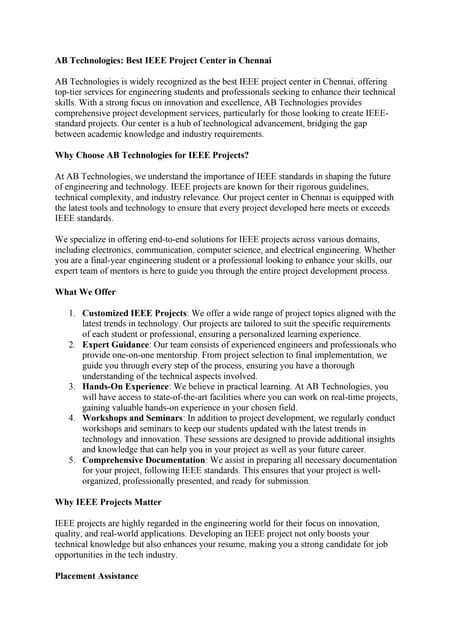 IEEE project center in chennai IEEE project center in chennai | DOCX