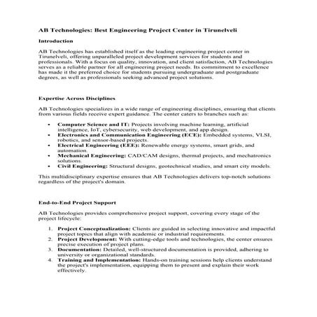 Engineering Project center in Tirunelveli | DOCX