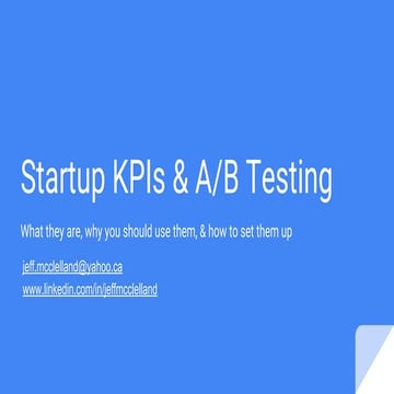 Startup KPIs and A/B Testing