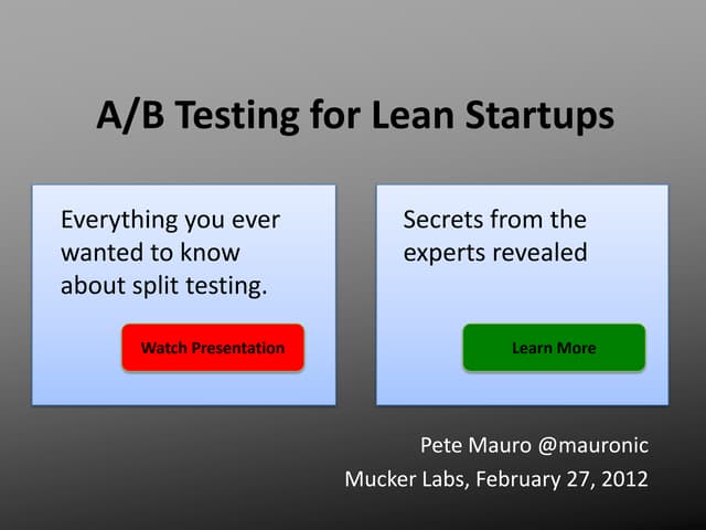 A/B Testing for Lean Startups