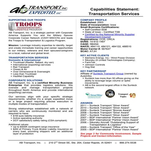 Ab Transport, Inc. &amp; T2 Tl