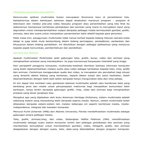 Peranan multimedia dalam pengajaran dan pembelajaran
