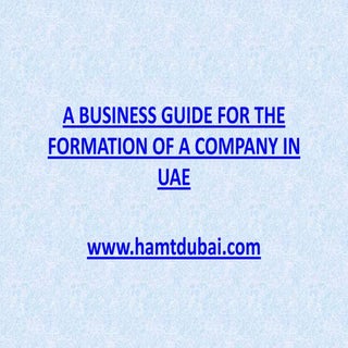 A business guide for the formation ...