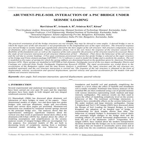 Abutment pile-soil interaction of a psc bridge under seismic loading