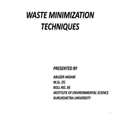 waste minimization techniques