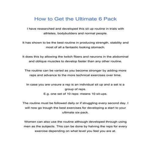 How to get the ultimate 6 pack