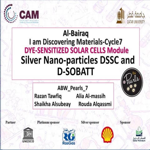 DSSC, Silver Nano-particles DSSC and D-SOBATT, IDM7