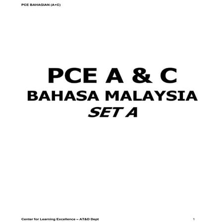Part A dan Part C PCE Bahasa Malaysia Set A