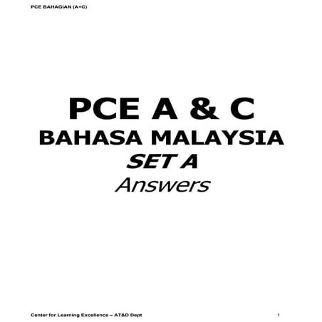 Part A dan Part C PCE Bahasa Malaysia Set A (Answers)