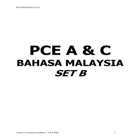 Part A dan Part C PCE Bahasa Malaysia Set B
