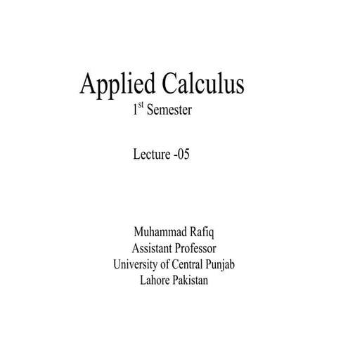 Applied Calculus: An Introduction to Derivatives
