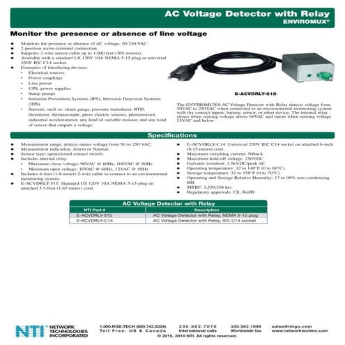 Ac voltage-detector data sheet | PDF