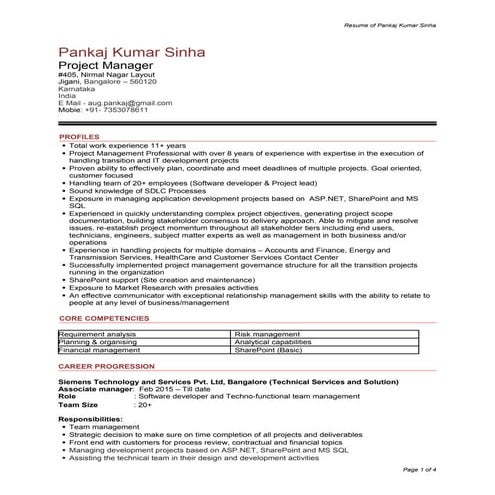 Pankaj Kumar Sinha_Resume