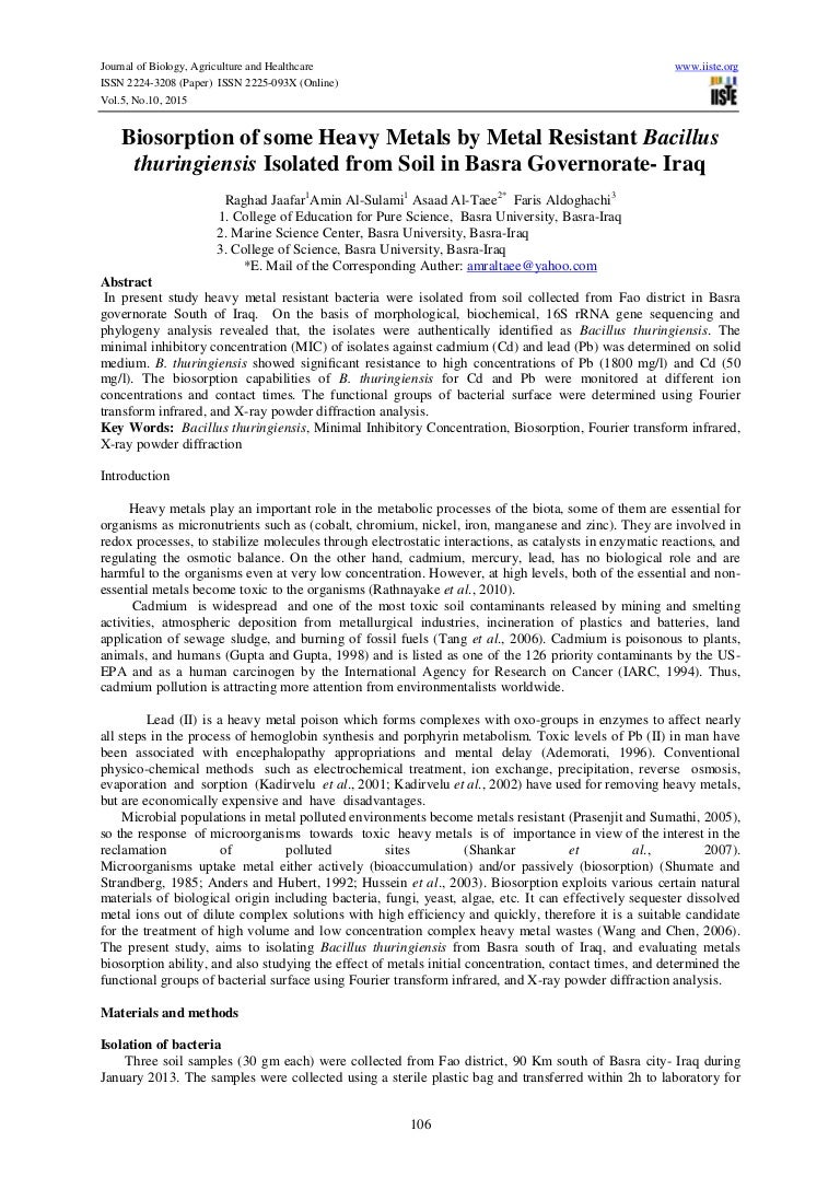 Phd thesis on biosorption of heavy metals