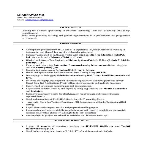 Salesforce Testing Resume | DOCX