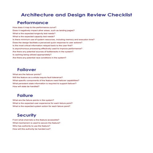 Arch Review Check List