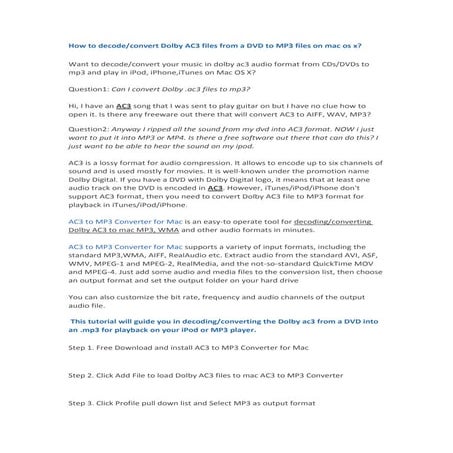 Ac3 to mp3 converter for mac