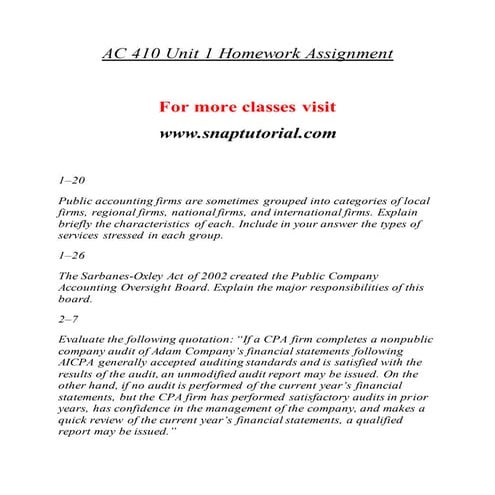 AC 410 Massive Success / snaptutorial.com