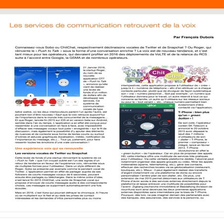 Les nouveaux services voix