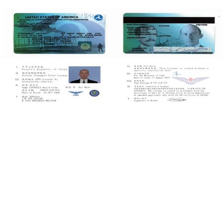 CAAC FCF; Capt David C. Connolly, FAA ATP-CAAC License Approval 1 | PDF