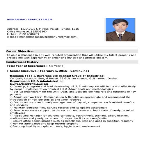 CV of MD ALI ASHRAF CHOWDHURY | DOCX