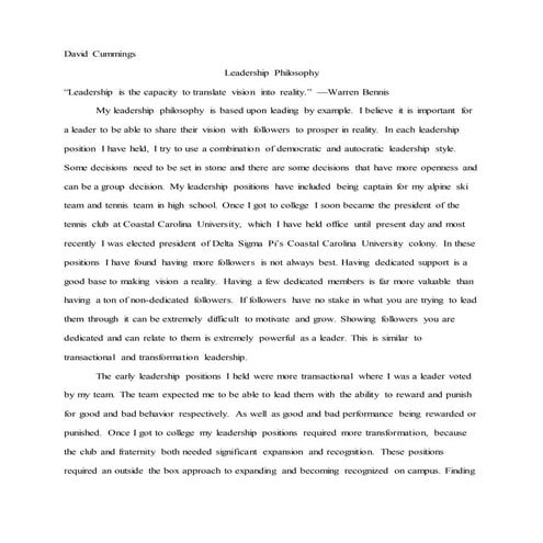 Leadership Philosophy