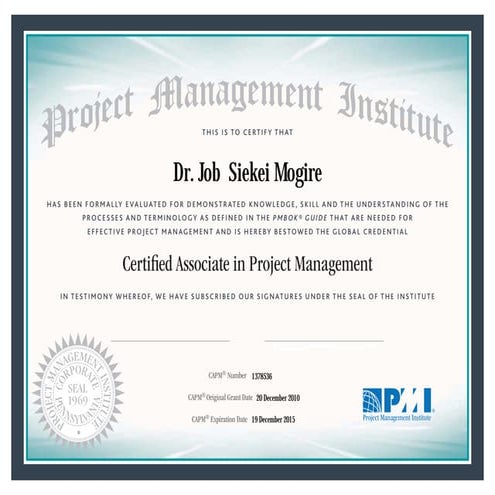 CAPM PMI Certificate | PDF