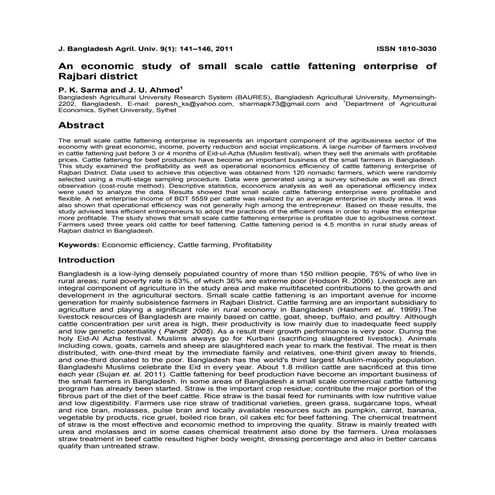 1. Economic Study of Cattle fattening