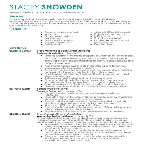 Stacey Snowden Resume 2016