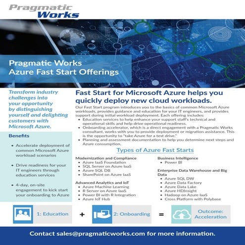 Pragmatic Works Fast Start Offerings