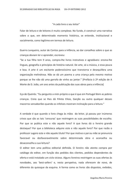 A cada livro o seu leitor