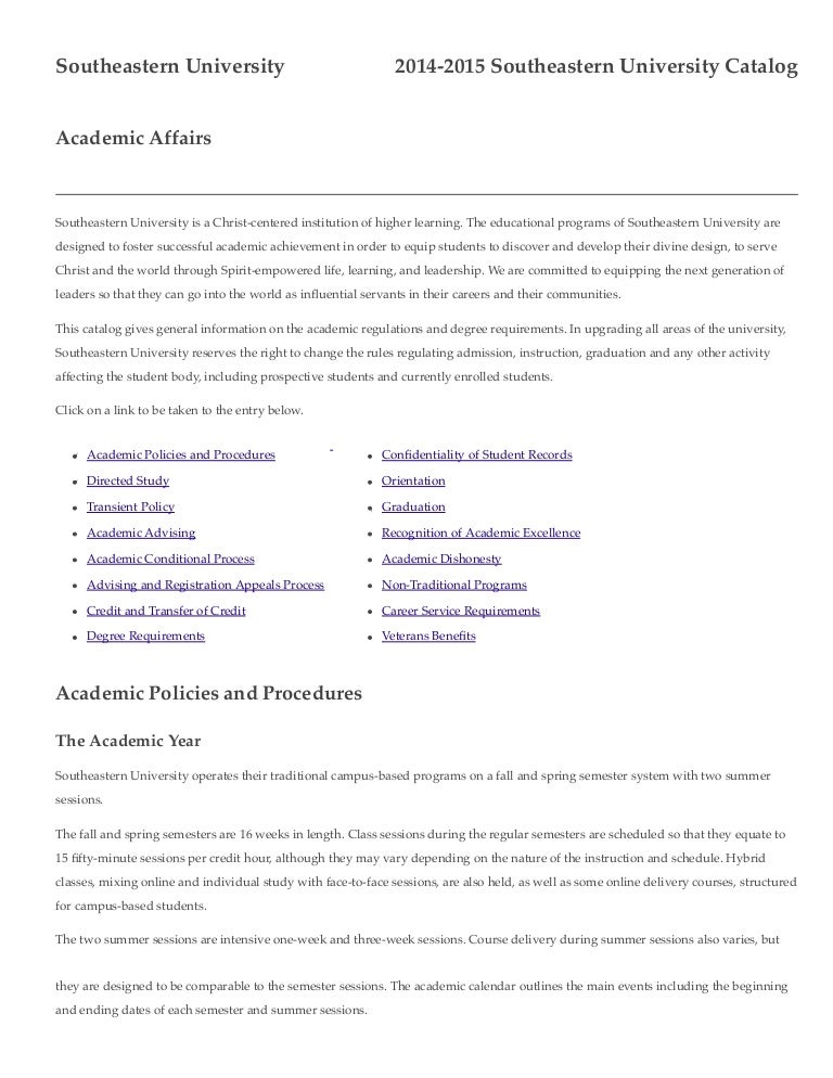 Academic Affairs Southeastern University pdf