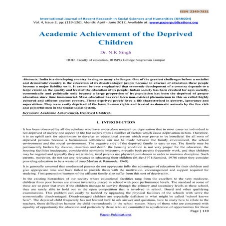 Academic Achievement of the Deprived Children