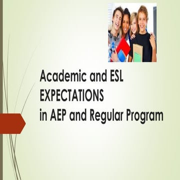 Academic and ESL Expectations for New Students - Summer Term 2015