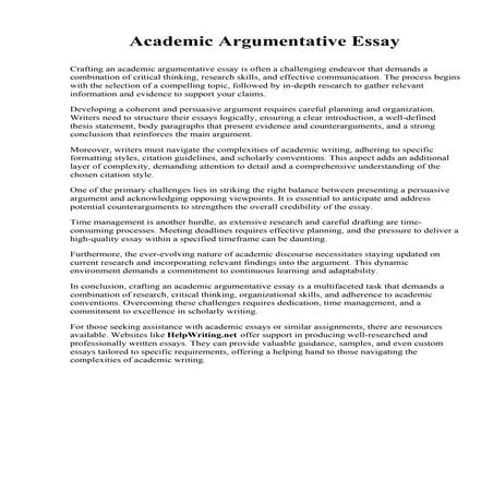 Academic Argumentative Essay