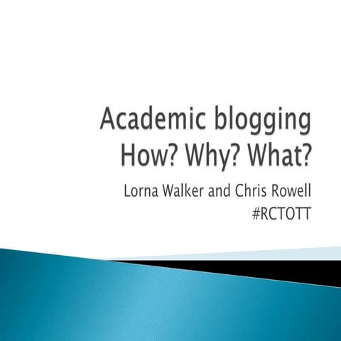 Academic Blogging. How? Why? What?