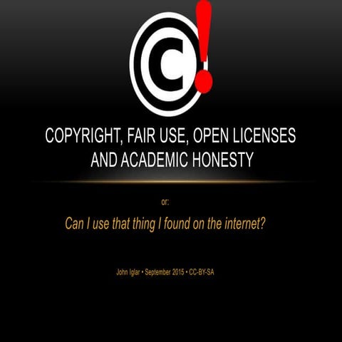 Copyright, Fair Use, Open Licensing and Academic Honesty
