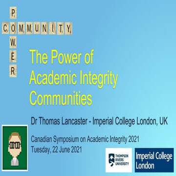 The Power of Academic Integrity Communities - Canadian Symposium on Academic ...