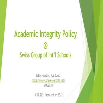 Academic Integrity Policy at Swiss Group of International Schools